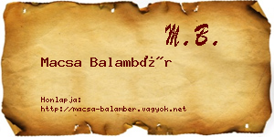 Macsa Balambér névjegykártya